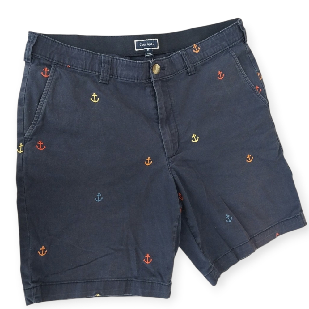 Club Room Anchor Shorts Men 34 Navy Nautical Casual